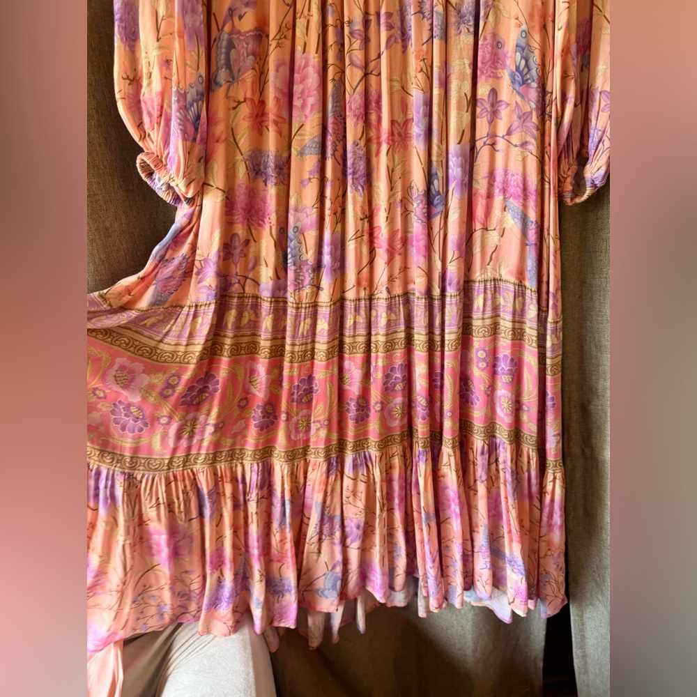 Spell Butterfly Boho Pink and Purple Maxi Dress in Musk - Picture 5 of 8